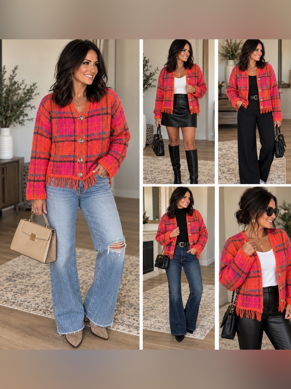 One Step Up Vibrant Pink and Orange Sweater